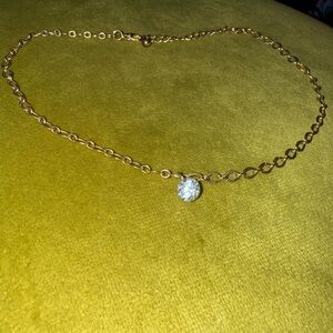 Elegant Gold Necklace with Crystal Pendant